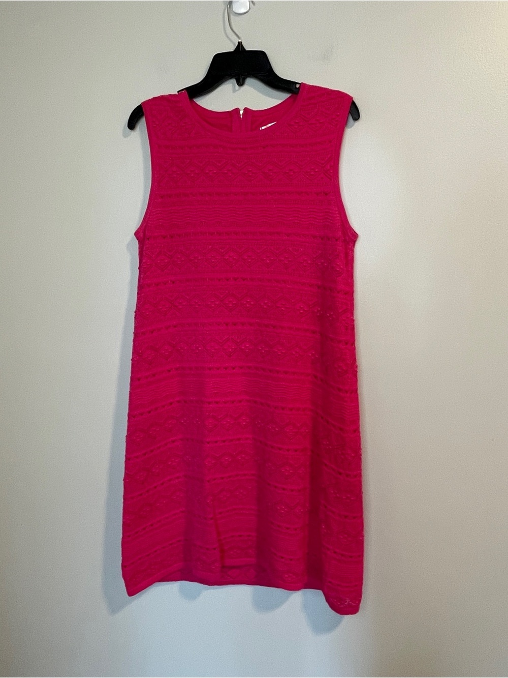 Eliza J Fuchsia Fully lined Crochet Sleeveless Shift Dress